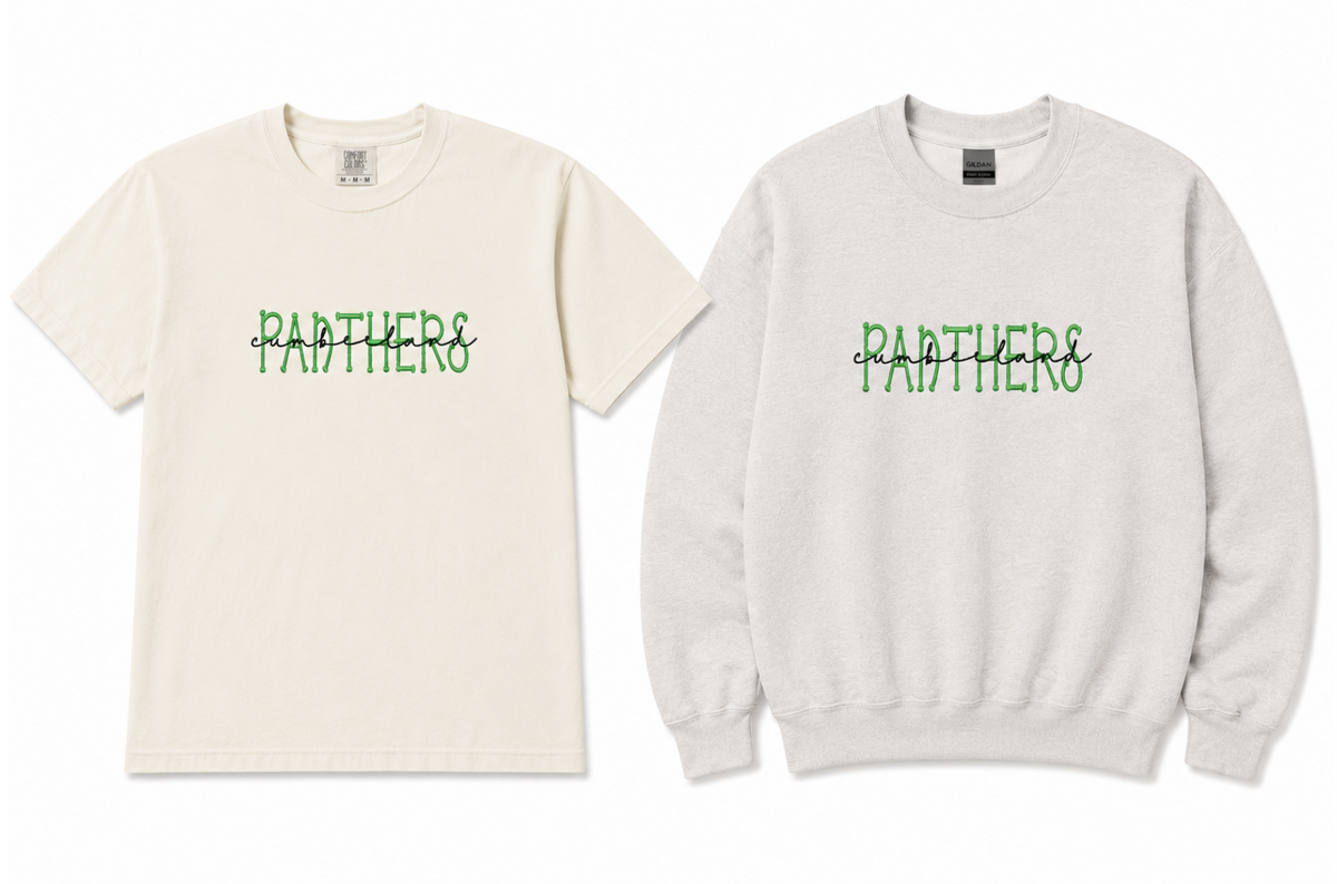 Cumberland Panthers Script Embroidered Spirit Shirt