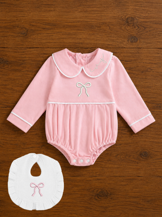 Personalized Bow Bubble & Bib Set